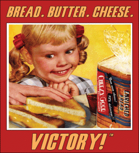 A Young J admires a cheese toastie, doing her part for Victory cheese-toastie-271x300