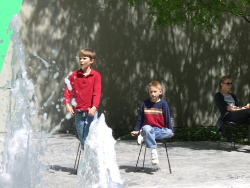 In the sculpture garden